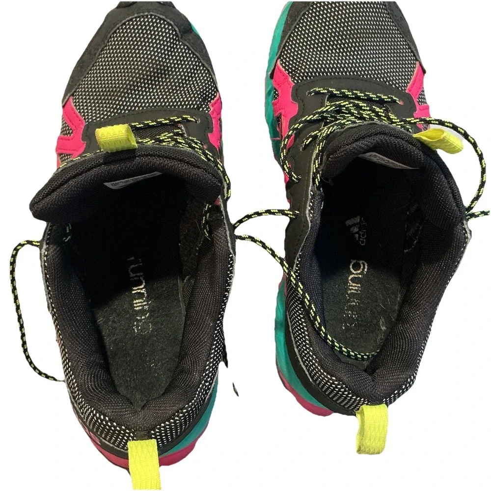 VTG Adidas Women's Pink Green Black Sneakers Lace Up Colorful Size‎ 7